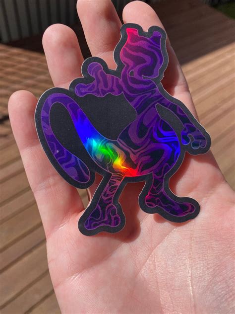 Mewtwo Holographic Sticker Etsy