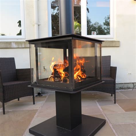 At one end of the stove, create an opening port where you can open to add your wood to increase the fire and increase the heat. Legend Garden Cube - Outdoor Wood Burning Stove | Flames.co.uk