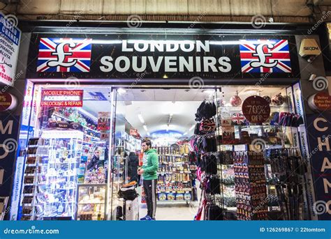 Souvenir Shop At Night In London England United Kingdom Editorial