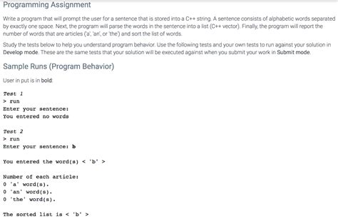 Solved Programming Assignment Write A Program That Will Chegg Com