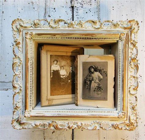 Ornate White Shadowbox Shelf Mirrored Wall Cubby Gold Accent Etsy
