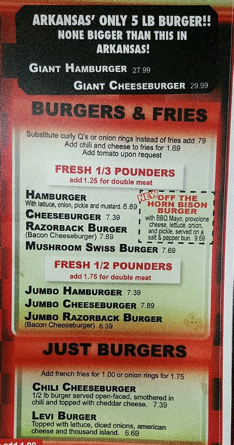 Menu At Ed Walkers Drive In And Restaurant Fort Smith