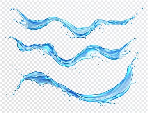 Free Vector Water Splash Flowing Water Realistic Isolated