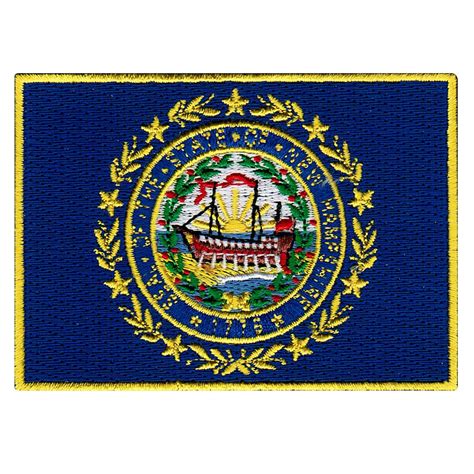 New Hampshire State Flag Patch Iron On Embroidered Applique Etsy