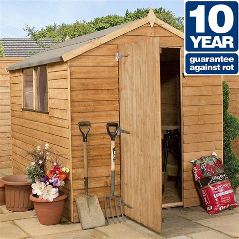 8x6 Wooden Garden Shed Apex Roof Felt Windows Floor Single Door Storage