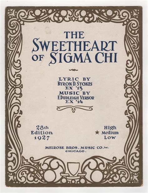 The Sweetheart Of Sigma Chi 1927 28th Edition Sigma Chi Sorority