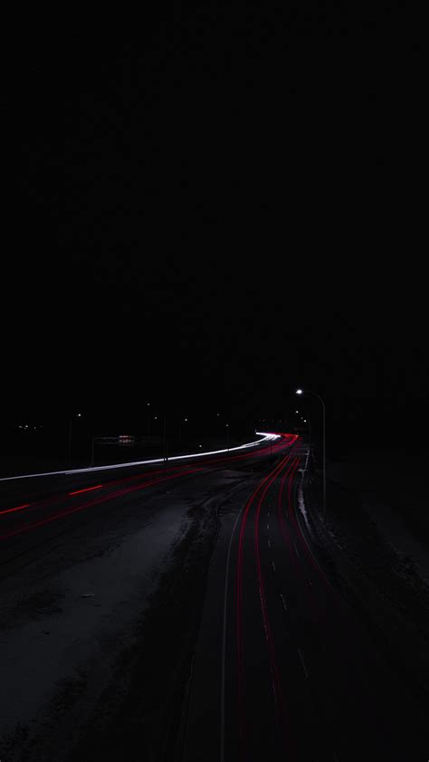 Download Wallpaper 1350x2400 Road Night Dark Lights Long Exposure