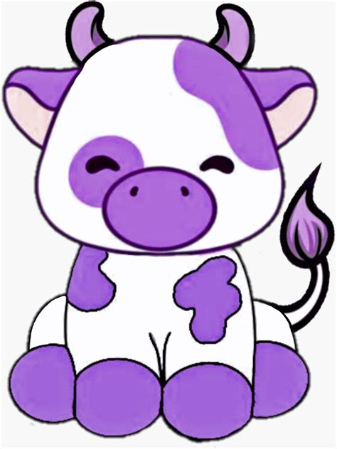 Cute And Lovely Purple Cow Sticker For Sale By Manarshii Redbubble