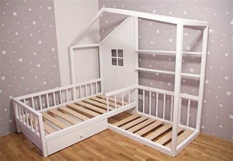 The home was designed specifically for my lifestyle. L-Shape nook house bed Wooden frame bed UK single bed Crib ...