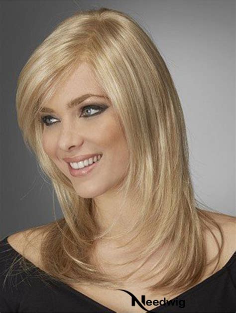 Best Comfortable Synthetic Wigs With Bangs Monofilament Blonde Color