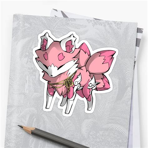 Okami Style Cherry Fox Sticker By Wickedsharpwit Redbubble