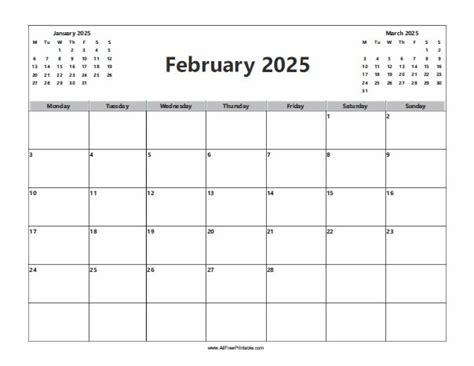 February 2025 calendar