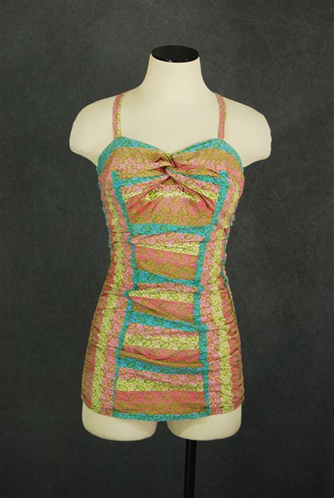Vintage 50s Catalina Swimsuit 1950s Paisley One Piece Etsy