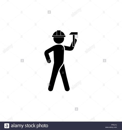Builder In Einen Helm Mit Einem Hammer Die Builder Symbol Stock