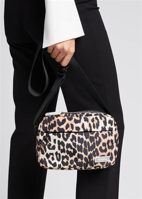 Ganni Nylon Leopard Crossbody Bag Bergdorf Goodman