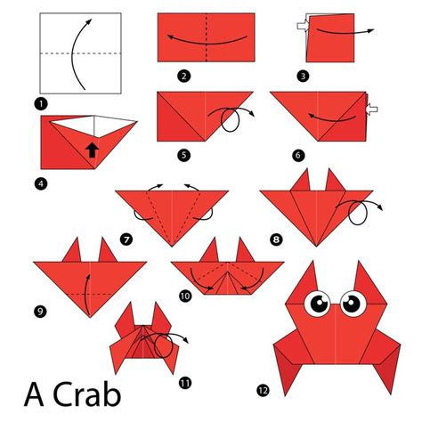 Simple Origami Instructions How To Fold A Crab Origami Patterns