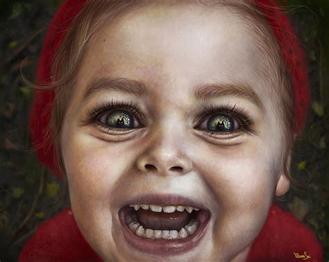 Images Little Girls Scary Child Face Staring Painting Art