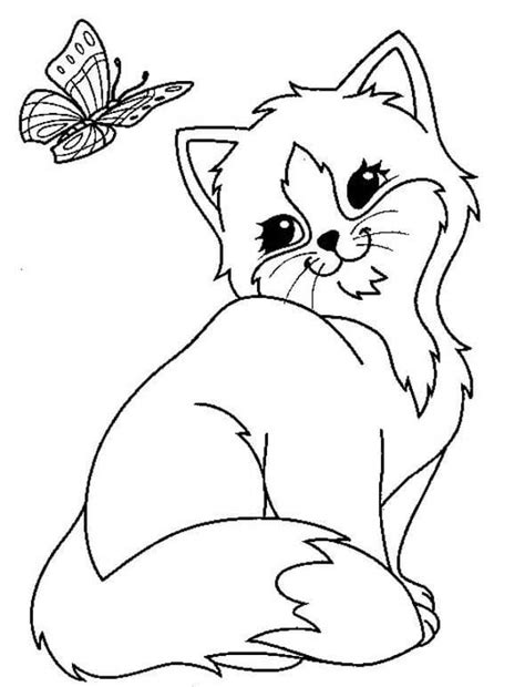 Heb je zelf een dieren kleurplaat die niet op deze pagina mag ontbreken? Poes en vlinder in 2020 | Kleurplaten, Dieren kleurplaten