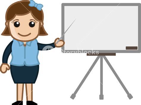 Business Woman Presentation On White Board Cartoon Bussiness Vector Illustrations Royalty Free