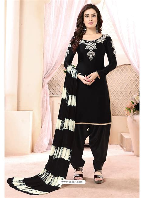 Buy Ravishing Black Embroidered Party Wear Punjabi Patiala Suit