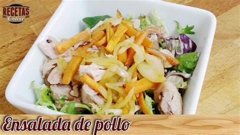 Añadir un chorro de leche evaporada con la mostaza, la mantequilla, el pimiento, las papas. Ensalada de pollo - Recetas de cocina - YouTube