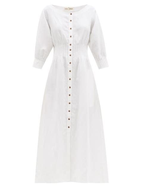 Mara Hoffman Amia Darted Lyocell Blend Midi Dress White Coshio