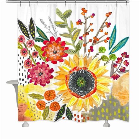Laural Home 72 In Polyester Multicolorpolyester Floral Shower Curtain