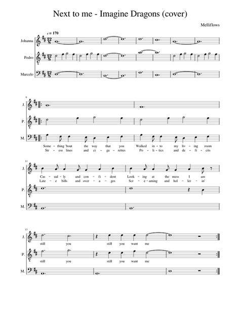 Next To Me Imagine Dragons Cover Melliflows Sheet Music For Alto