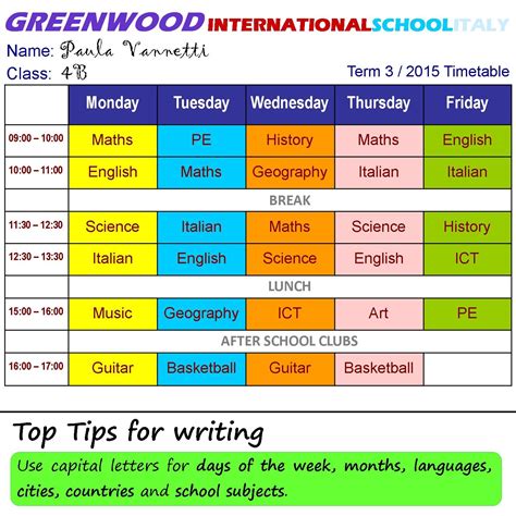 At School School Timetable Elementary Schools Kindergarten Daily