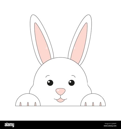 White Cute Rabbit Bunny Character Animal Happy Head Vector Isolated