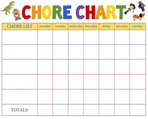 9 Blank Chore Chart Template Template Monster