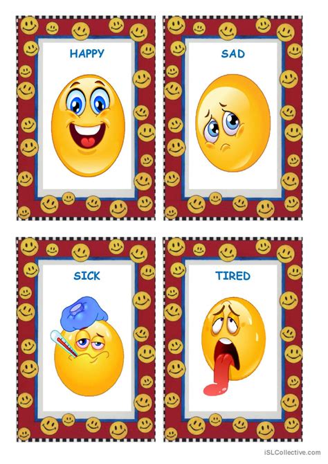 FEELINGS AND EMOTIONS Pictionary Pi English ESL Worksheets Pdf Doc