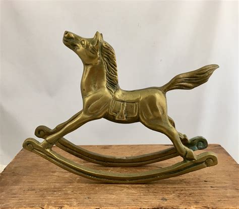 Vintage Solid Brass Rocking Horse Figurine Brass Home Decor Collectible