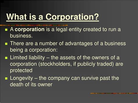 Ppt What Is A Corporation Powerpoint Presentation Free Download