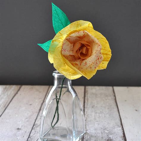 Single Long Stem Yellow Paper Rose By Paper Posies