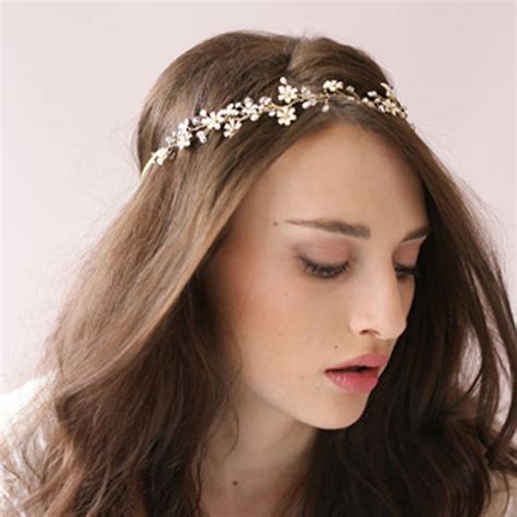 jonnafe handmade gold wedding headband flower pearl crystal bridal hair accoessories vintage
