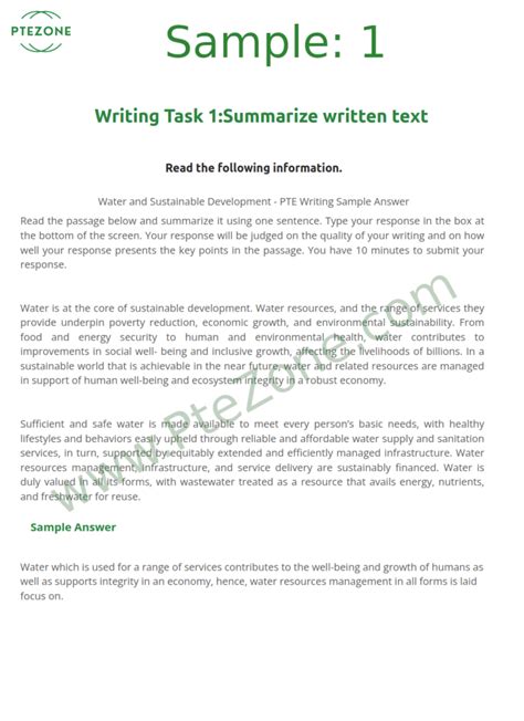 Pte Summarize Written Text Task Sample Freeptetest