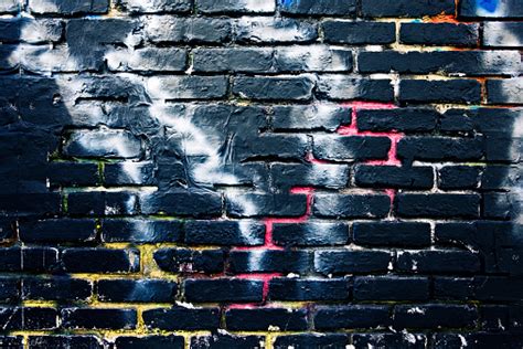 Black Brick Graffiti Wall Background Stock Photo Download Image Now