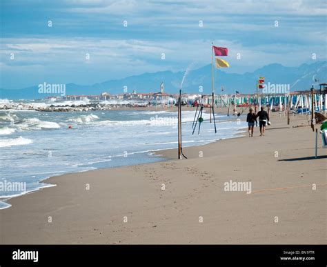 Beach Tirrenia Pisa Tuscany Italy Stock Photo Alamy