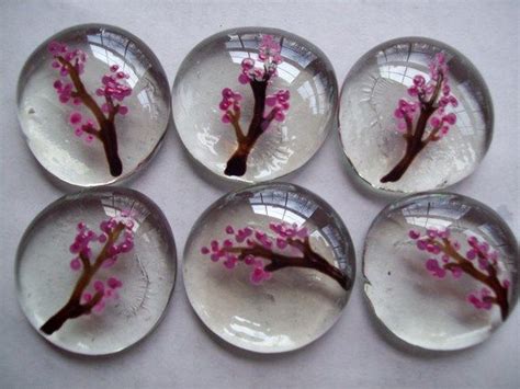 Handpainted Large Glass Chery Blossom Gems Glass Gems Party Favors