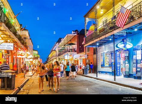 Usa Louisiana New Orleans French Quarter View Of Bourbon Street