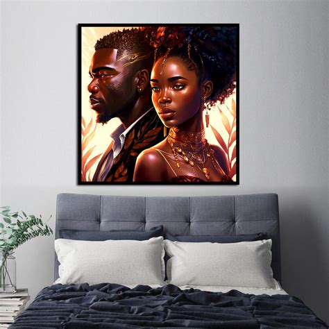 African Couple Art Black Couple Wall Art Canvas Black Love Art Etsy Uk