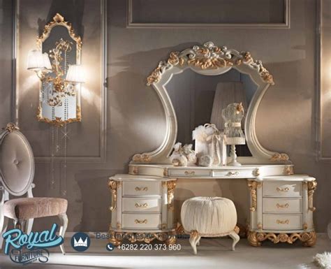 Model Meja Rias Ukir Mewah Klasik Putih Duco Terbaru Royal Furniture
