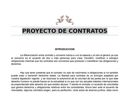 Proyecto De Contratos Nota 100 Proyecto De Contratos Introduccion