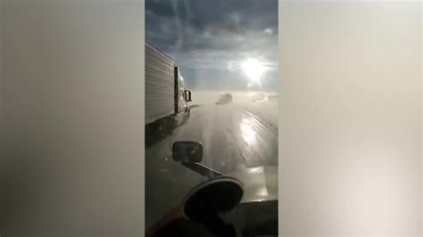 Truckers Dashcam Captures Terrifying Pileup In Wyoming Videos From