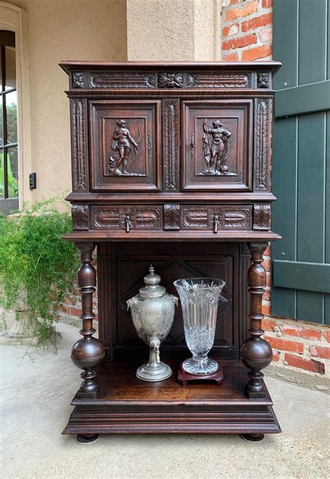 Display cabinet with mirror back from china rose antiques. Antique French Carved Oak Cabinet Vestment Bookcase ...