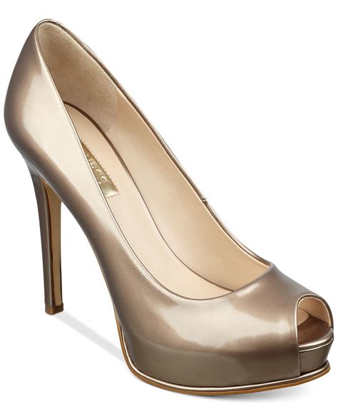Guess Womens Honora Peep Toe Platform Pumps In Gold Champagne Lyst
