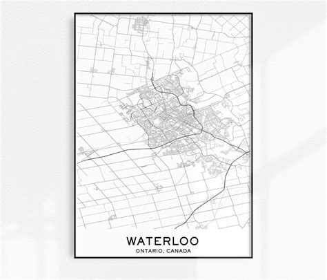 Waterloo Map Print City Map Prints Waterloo Map City Maps Etsy