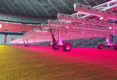 Large Scale Pitch Treatment With Led Grow Lights At Allianz Arena