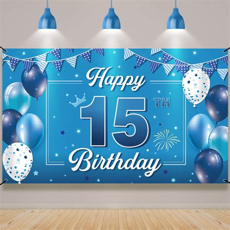 Buy 15th Birthday Backdrop Banner Happy 15th Birthday Decorations For